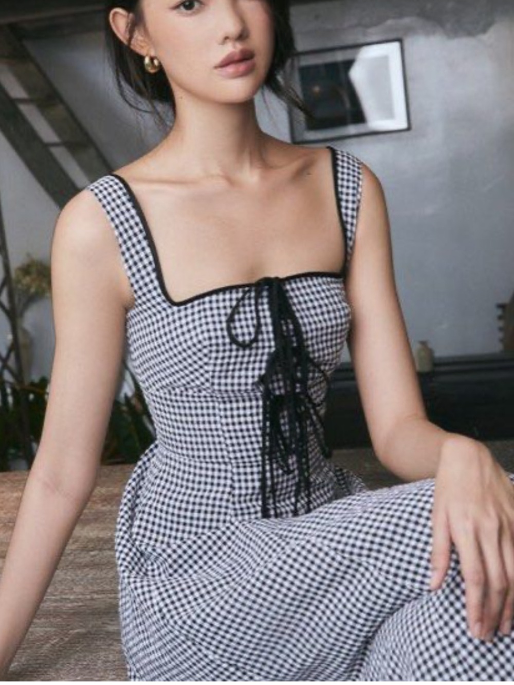 Caramel Monster Juliette midi dress gingham size M